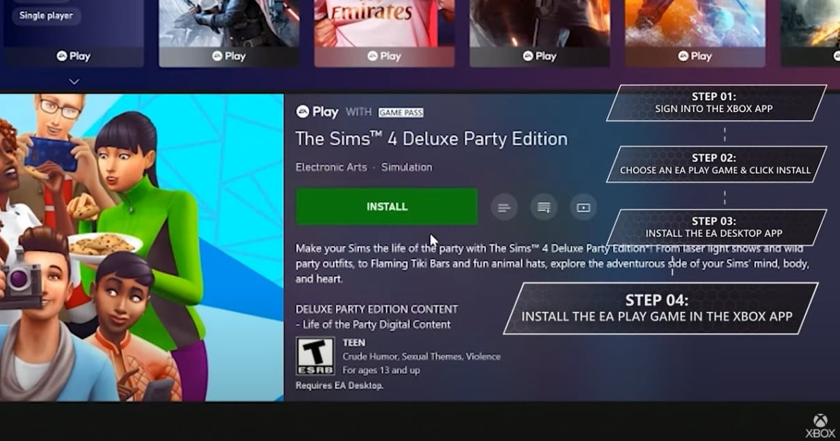 การดาวน์โหลดเกม EA Play บน Xbox Game Pass