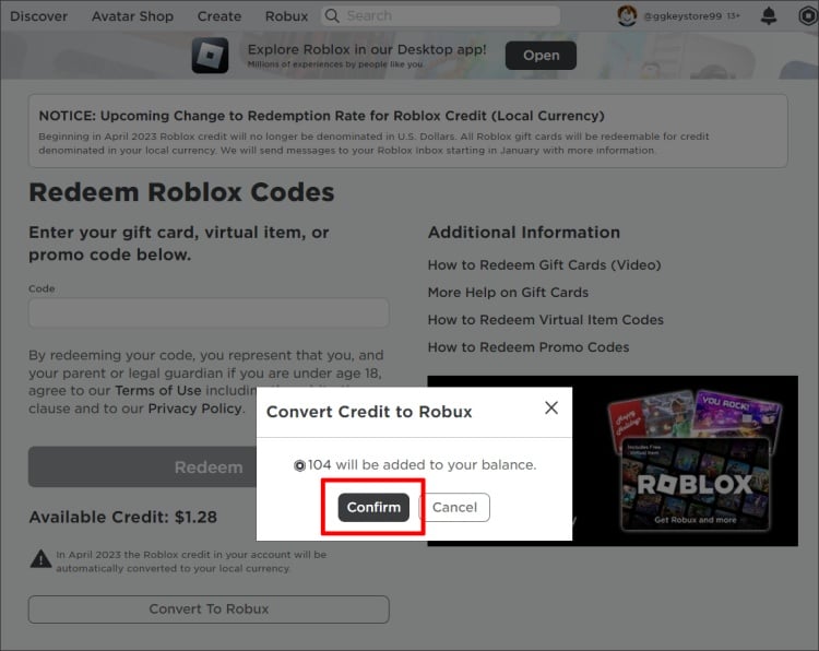 การใช้รหัส Roblox Card 500 Robux