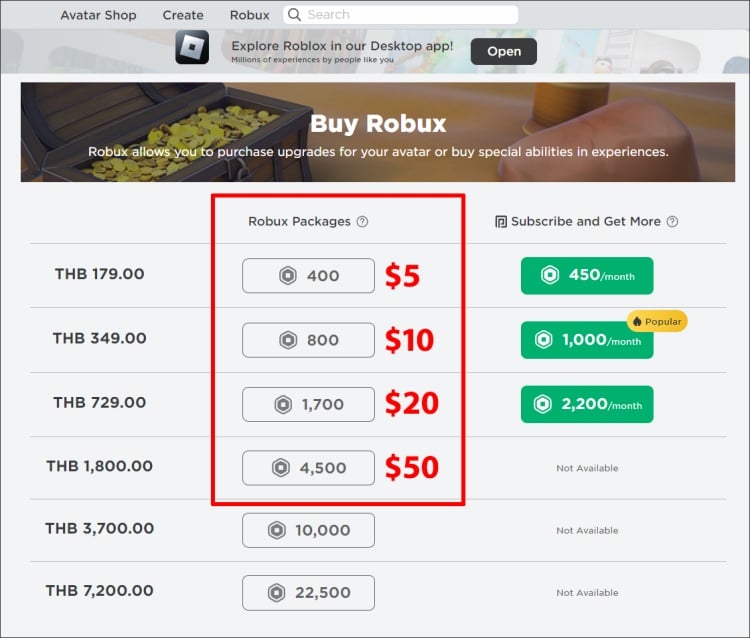 การใช้รหัส Roblox Card $10, $20, $50