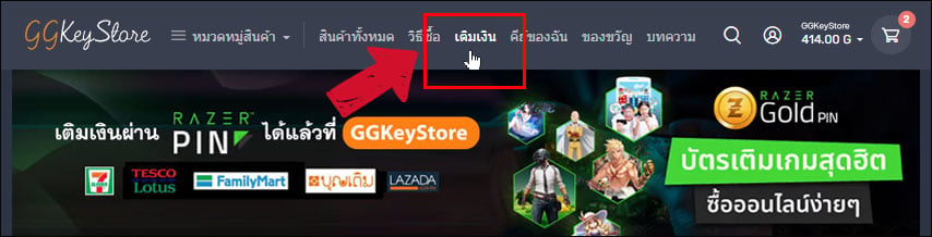 การเติมเงินด้วย Razer Gold Pin