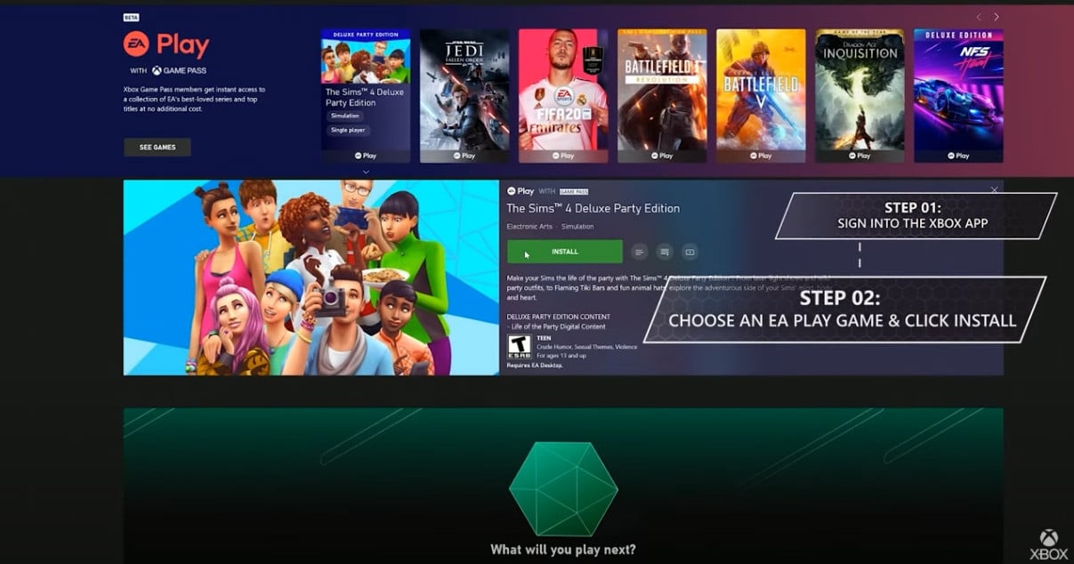 การดาวน์โหลดเกม EA Play บน Xbox Game Pass