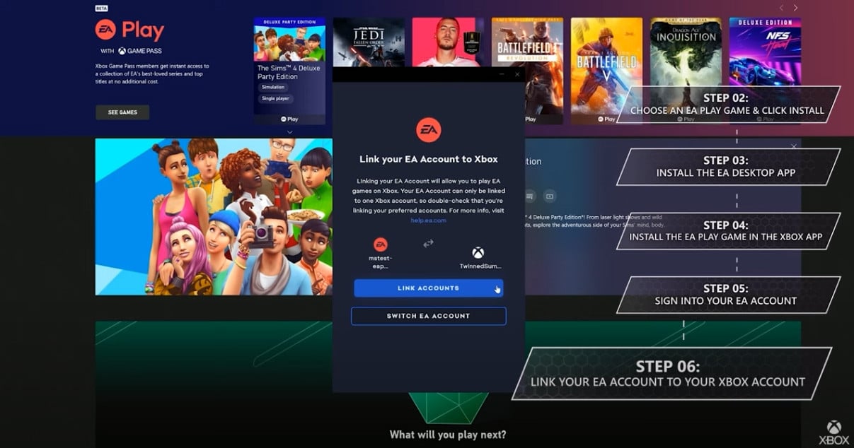 การดาวน์โหลดเกม EA Play บน Xbox Game Pass