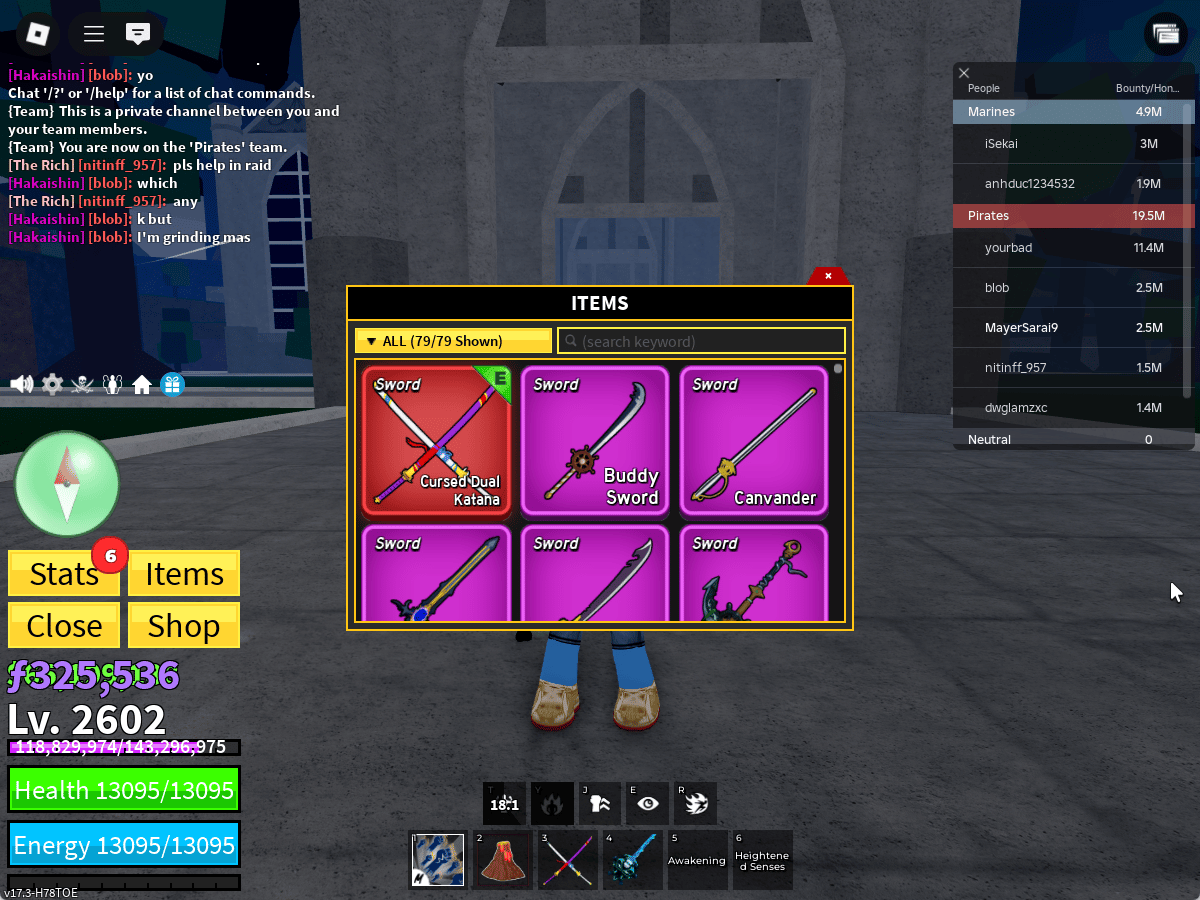 ไอดี Roblox Blox Fruits - ไอดีไก่ตัน MAX Level - Ghoul V4 (Awakening)(FULL GEAR) #3