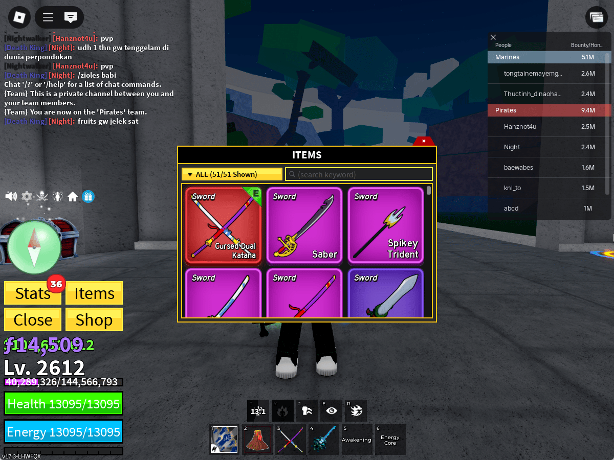 ไอดี Roblox Blox Fruits - ไอดีไก่ตัน MAX Level - Cybong V4 (Awakening)(FULL GEAR) #3