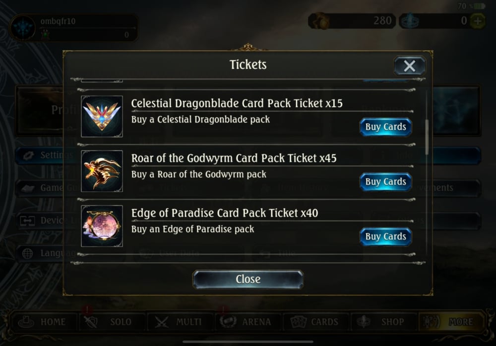 ไอดี Shadowverse 350+ Card Packs #2