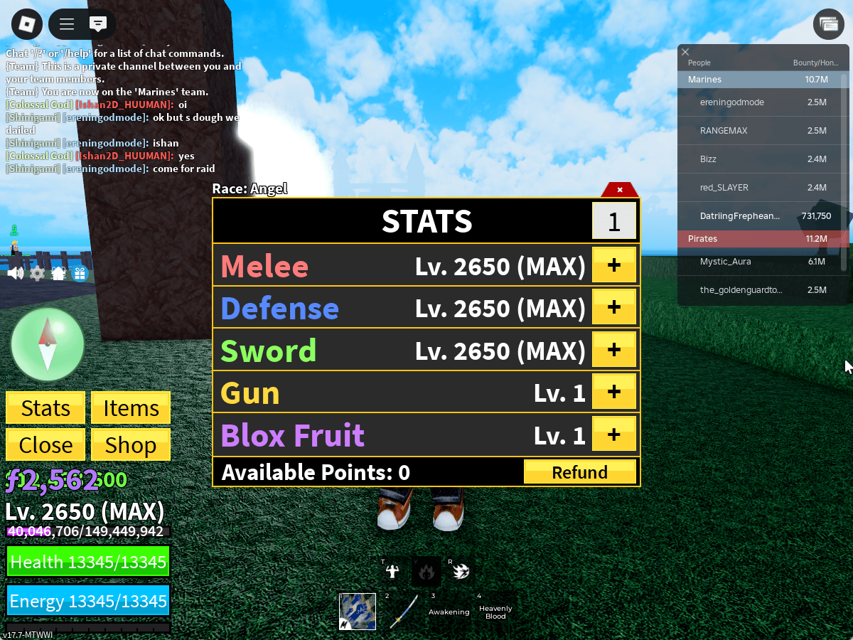 ไอดี Roblox Blox Fruits - ไอดีไก่ตัน MAX Level - สุ่มเผ่า Awakening V4 T1 #3