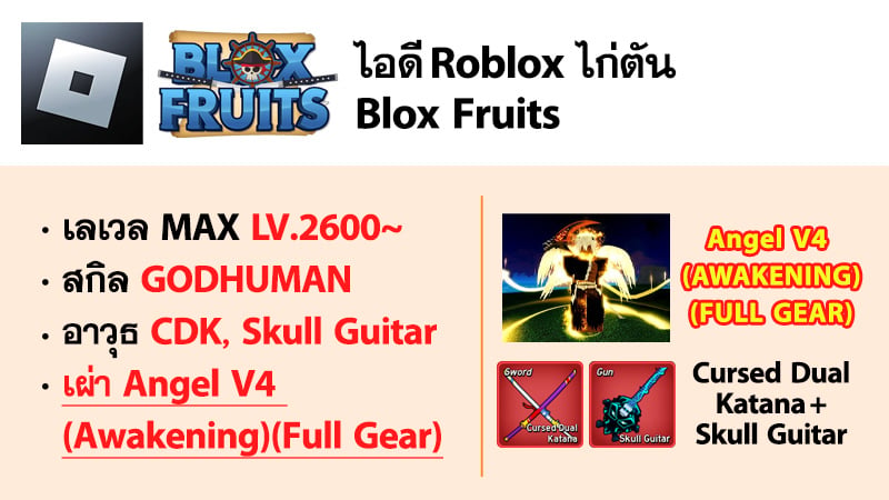 ไอดี Roblox Blox Fruits - ไอดีไก่ตัน MAX Level - Angel V4 (Awakening)(FULL GEAR) #1