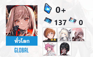 ไอดี Nikke (Global) - ลิลี่ 2 ดาว, คราวน์, สการ์เล็ต เงาดำพิฆาต + 3 SSR