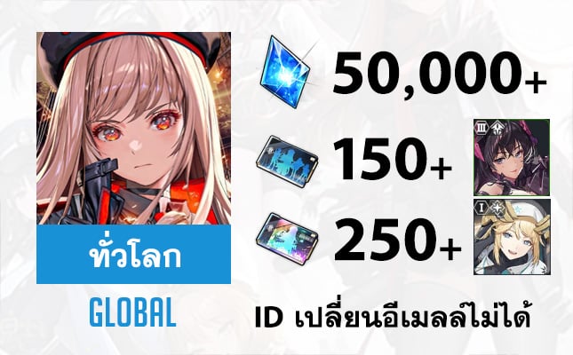 ไอดี Nikke (Global) - เพชร 50000, ตั๋ว 150+250, Harran, Rapunzel