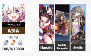 ไอดี Honkai: Star Rail TR48 - Hanabi + Earthly Escapade เพชร 10000 (ตัวหลักหญิง)