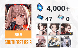 ไอดี Nikke (SEA) - เพชร 4000~, ตั๋ว 47+0, เอด้า, จิล, แคลร์ 1 ดาว, สการ์เล็ต เงาดำพิฆาต + 3 SSR