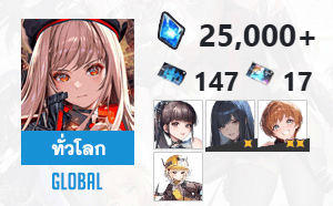 ไอดี Nikke (Global) - เพชร 25000~, ตั๋ว 147+17, อีฟ, เรเวน 1 ดาว, ลิลี่ 2 ดาว + 2 SSR