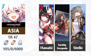 ไอดี Honkai: Star Rail TR47 - Hanabi + Earthly Escapade เพชร 6000 (ตัวหลักหญิง)